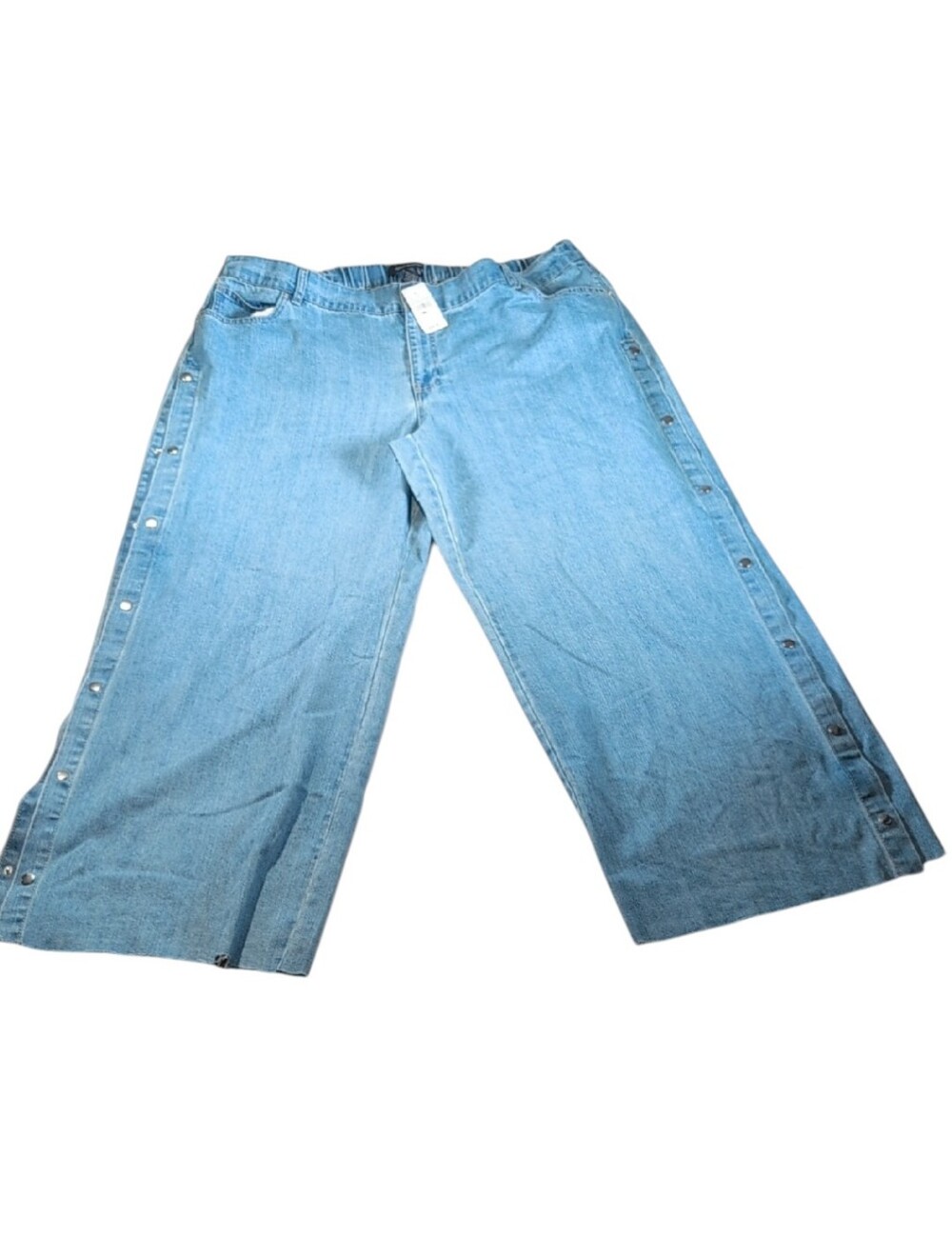 Ashley Stewart Side Snap Light Wash Wide Leg Jeans Size 24